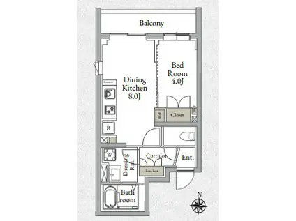 LIVE CASA千鳥町(1DK/4階)の間取り写真