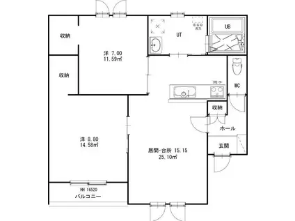 VALHALLAII(2LDK/1階)の間取り写真