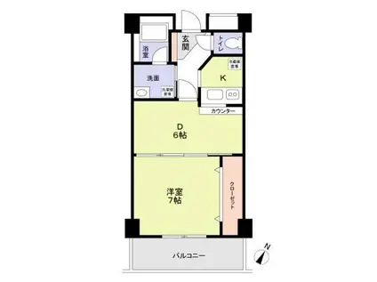 リビエール山王(1DK/2階)の間取り写真