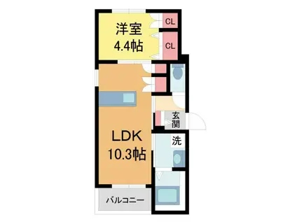 西宮市南昭和町ヘーベルメゾン(1LDK/3階)の間取り写真