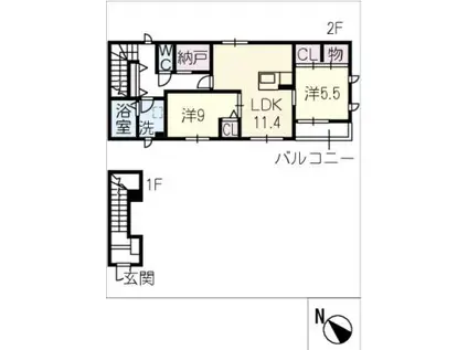 プロヌーブ位式(2SLDK/2階)の間取り写真