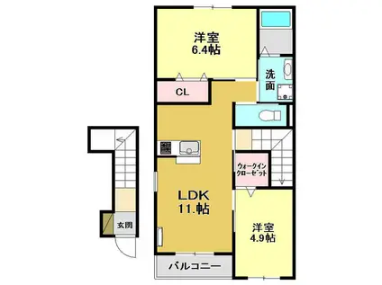 OHANA雄峰崎(2LDK/2階)の間取り写真