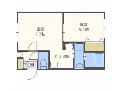 グランメール琴似(1LDK/3階)の間取り写真