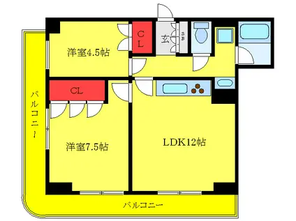 スカイフロントタワー川口(2LDK/14階)の間取り写真