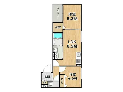 ラモーナ佃II(2LDK/3階)の間取り写真