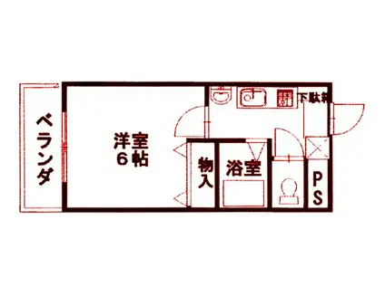 ガレリア川崎(1K/3階)の間取り写真