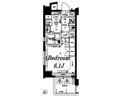 アクサス武蔵小山アジールコート(1K/5階)の間取り写真