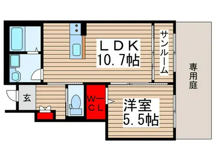 ナチュラル ライズ(1LDK/1階)の間取り写真