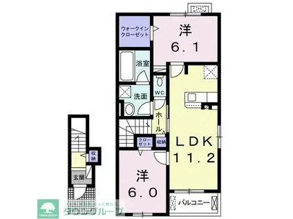 クレシアII(2LDK/2階)の間取り写真