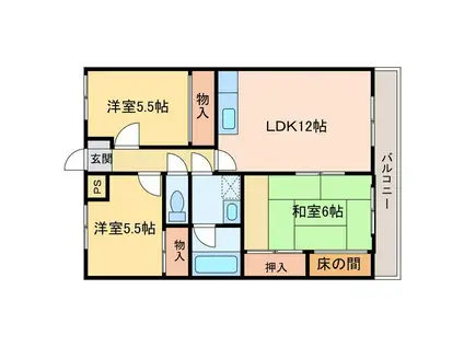 第5水野マンション(3LDK/6階)の間取り写真