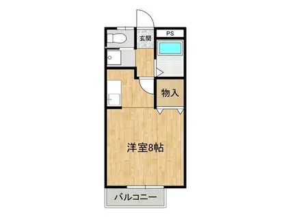 グリーンベール(ワンルーム/2階)の間取り写真