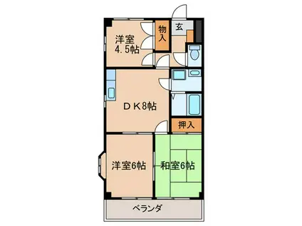 ファミールコートS(3DK/1階)の間取り写真