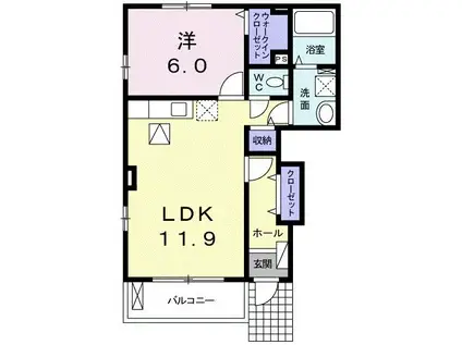 シエスタII(1LDK/1階)の間取り写真