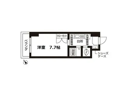 ローズウッド・ハイツ門前仲町(1K/2階)の間取り写真