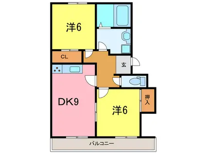 ダイアローグB(2DK/2階)の間取り写真