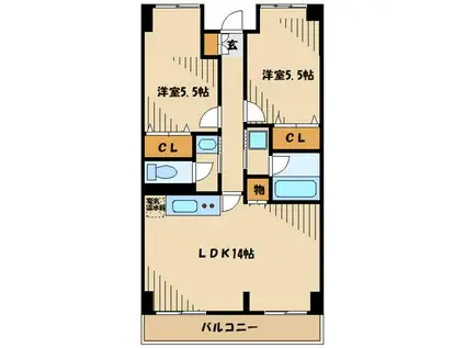 スカイコート(2LDK/5階)の間取り写真