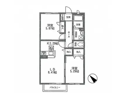 サルクレール(2LDK/1階)の間取り写真