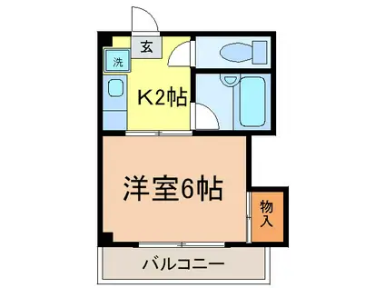 プラムハイライズII(1K/2階)の間取り写真