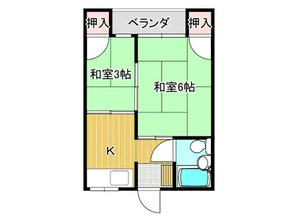 ハイツキタムラ(2K/1階)の間取り写真