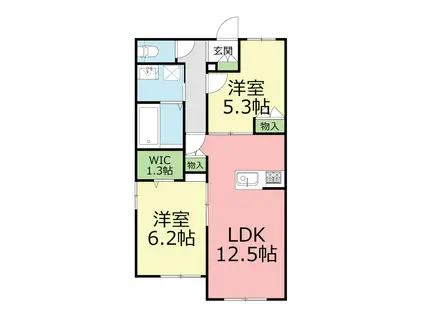 メゾン ド エトワール(2LDK/1階)の間取り写真