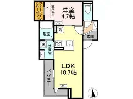 北区豊島7丁目PJ B棟N(1LDK/3階)の間取り写真