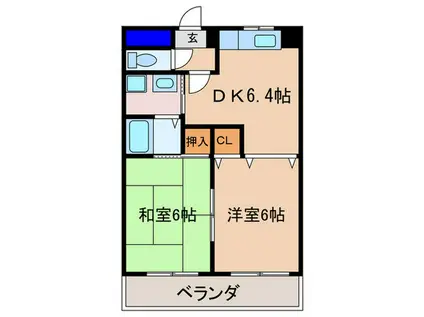 ポルテやました(2DK/5階)の間取り写真