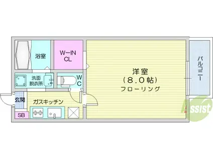 サンガーデン桜D(1K/1階)の間取り写真