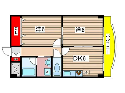 中筋バオバブI(2DK/5階)の間取り写真