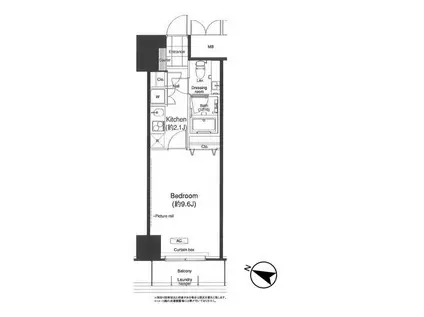 グランハイツ高田馬場(1K/11階)の間取り写真