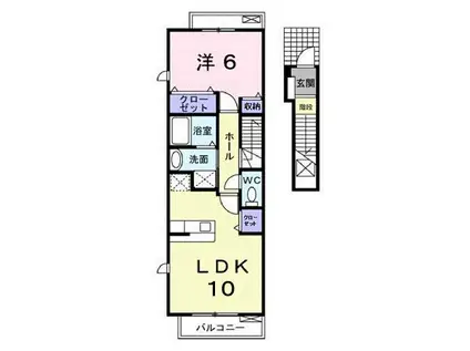 グラスコートII(1LDK/2階)の間取り写真