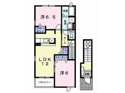 シンヴィオシスC(2LDK/2階)の間取り写真