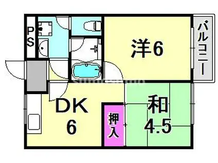 サンコート塚口(2DK/1階)の間取り写真