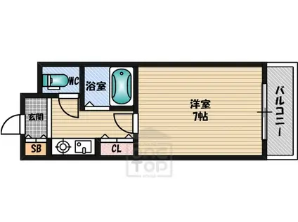 シャトレ豊津1(1K/3階)の間取り写真