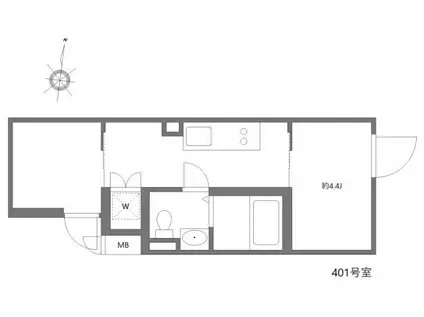 ミオテゾーロ哲学堂カーザ(1K/4階)の間取り写真