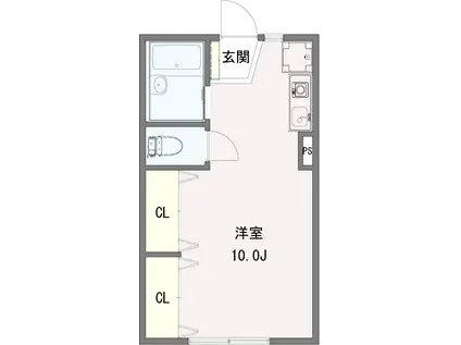 ハイツビッグバード(ワンルーム/2階)の間取り写真