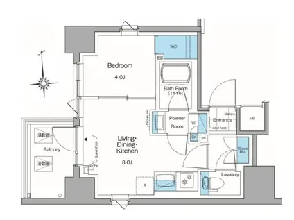 ルフォンプログレ田原町(1LDK/15階)の間取り写真