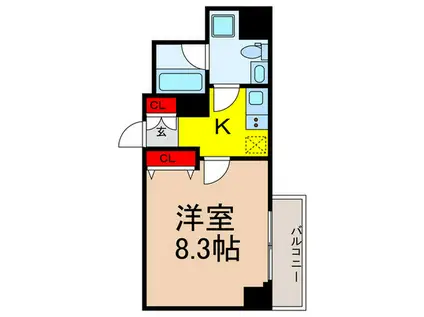 THE LOG日本橋(1K/8階)の間取り写真