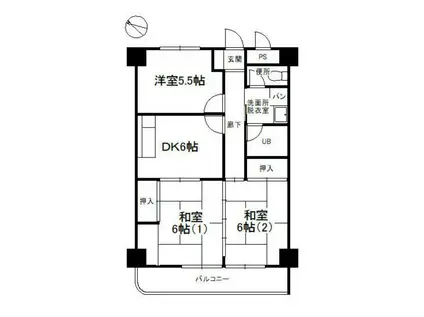 グランパレス南海(3DK/3階)の間取り写真