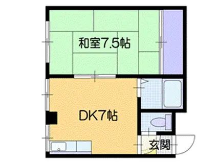 クレストコート厚別(1DK/3階)の間取り写真