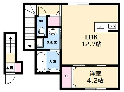 ダグラス・バレット上の浜(1LDK/2階)の間取り写真