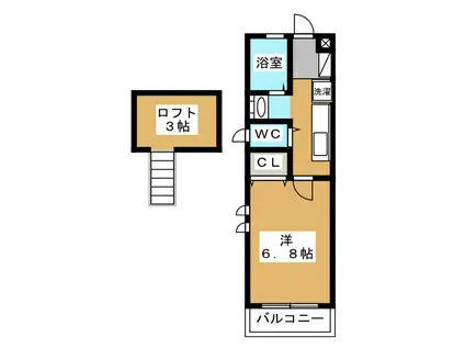 メゾンクレールII(1K/2階)の間取り写真