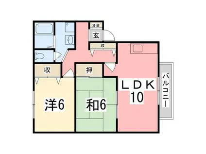 リブラスハイツ(2LDK/2階)の間取り写真
