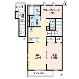 ルーエ東野(1SLDK/2階)の間取り写真