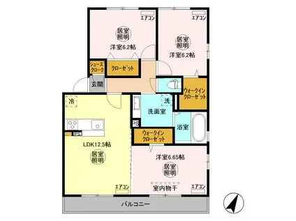 エスポワール(3LDK/3階)の間取り写真