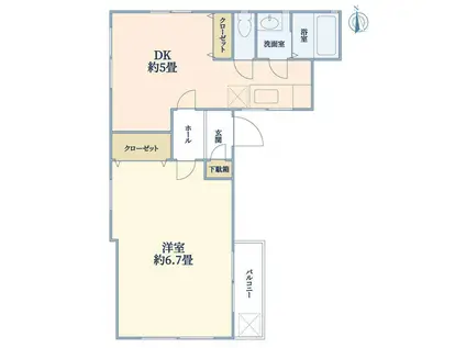 ソフィーナ戸越(1DK/2階)の間取り写真