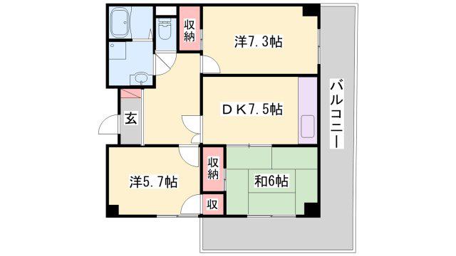 リッチウォーク土山(3DK/4階)の間取り写真