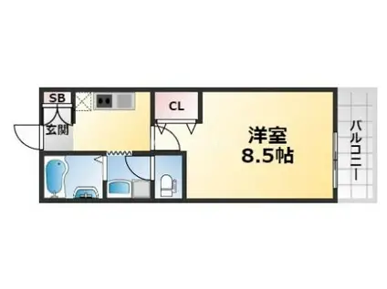 グランダーブル(1K/3階)の間取り写真