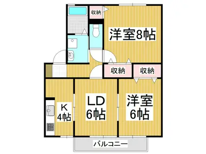セジュール・ラフィネA(3K/2階)の間取り写真