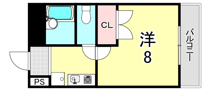 サンハイツ甲陽園(1K/3階)の間取り写真