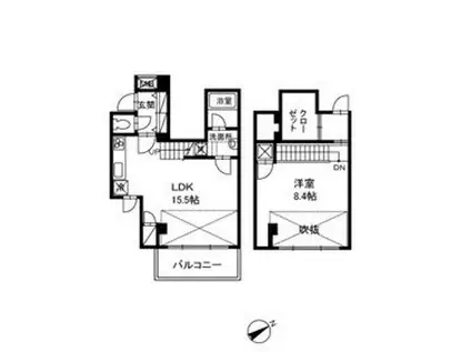 ベルエキップ(1LDK/4階)の間取り写真